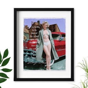 Marilyn Monroe Red Pontiac Quoted Vintage Print Framed and Matted 11x14